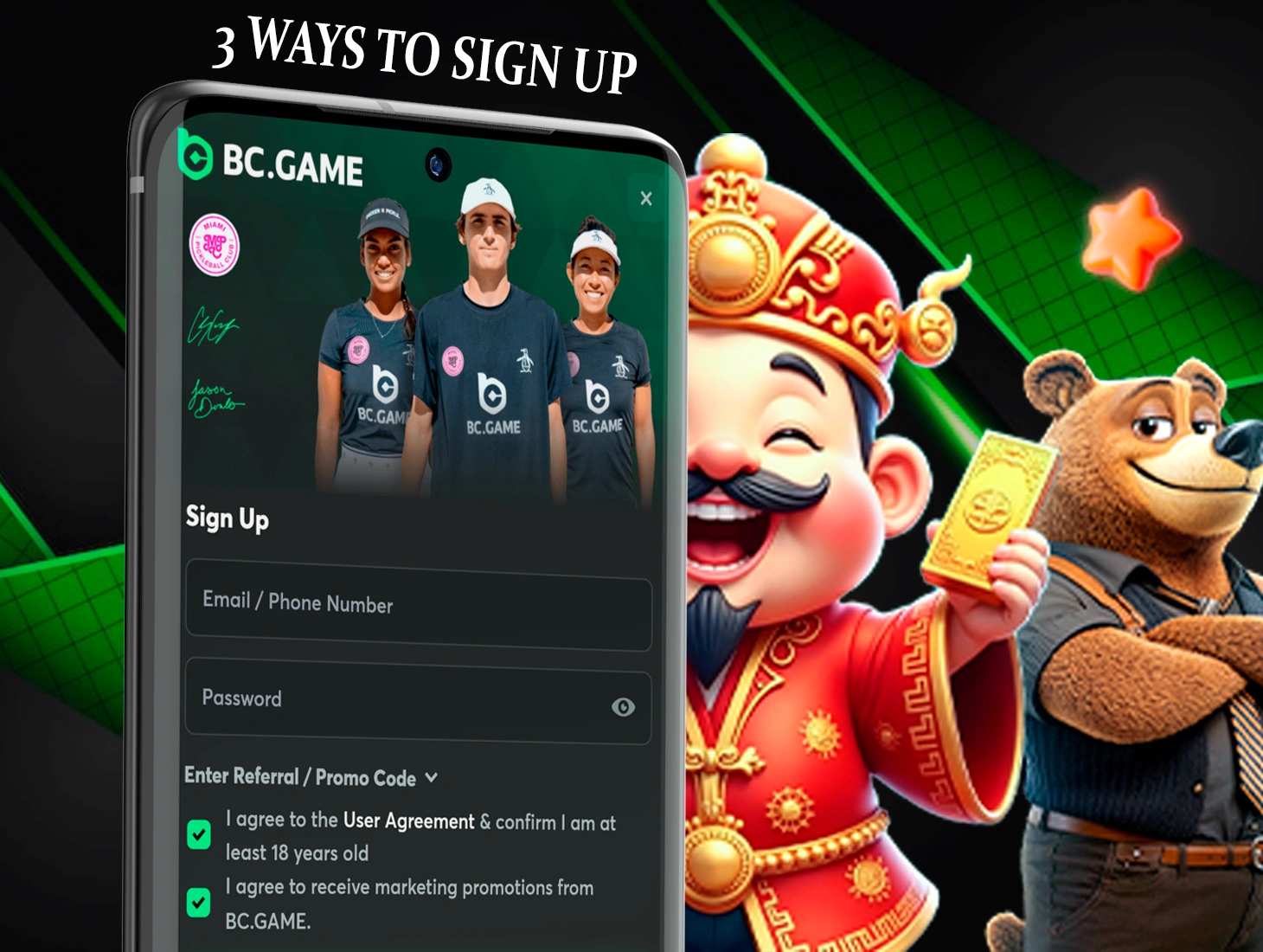 BC Game's quick registration methods allow you to create an account and start playing in no time at all