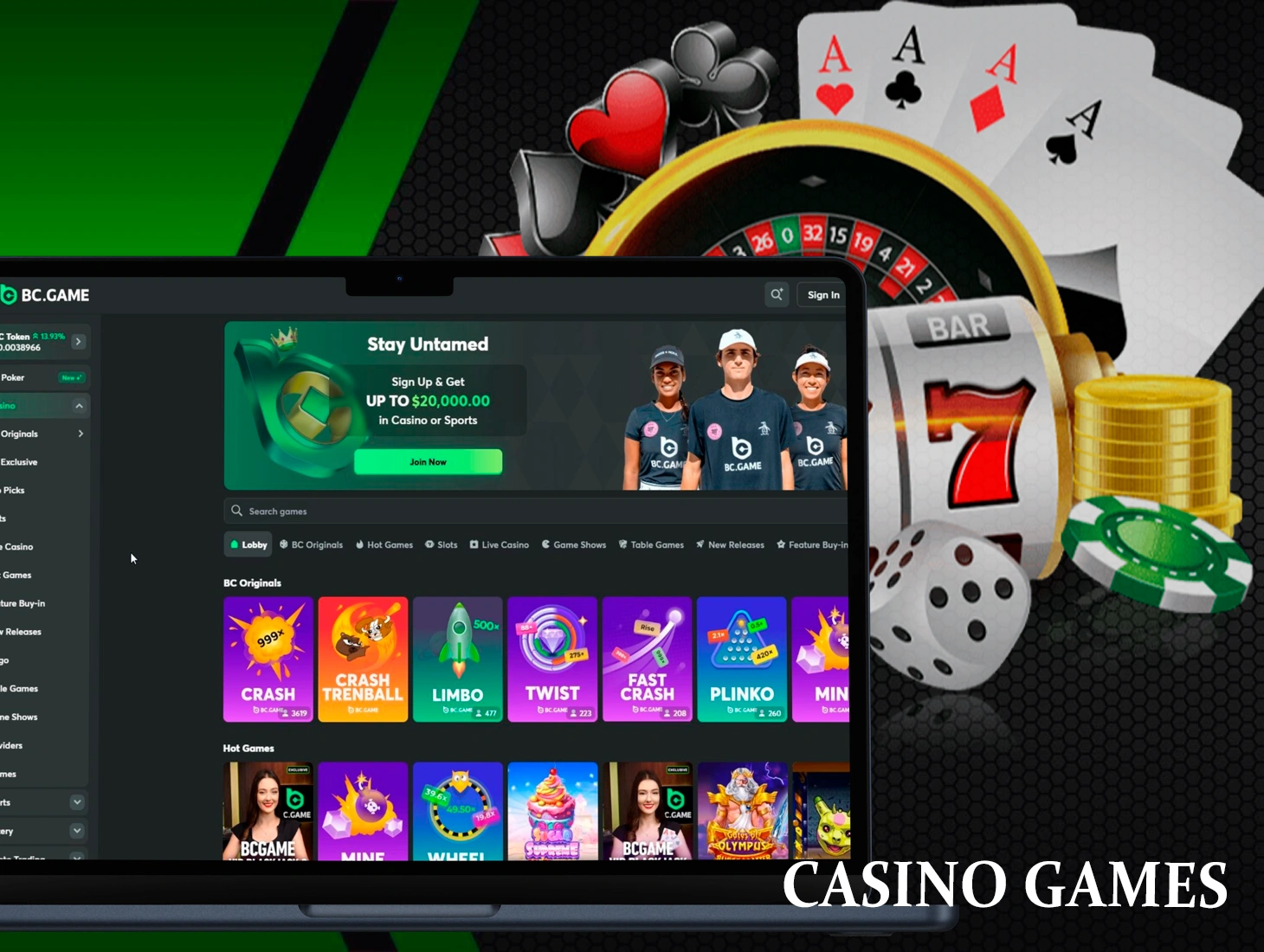 BC Game casino's range of games allows you to play for real money and win big