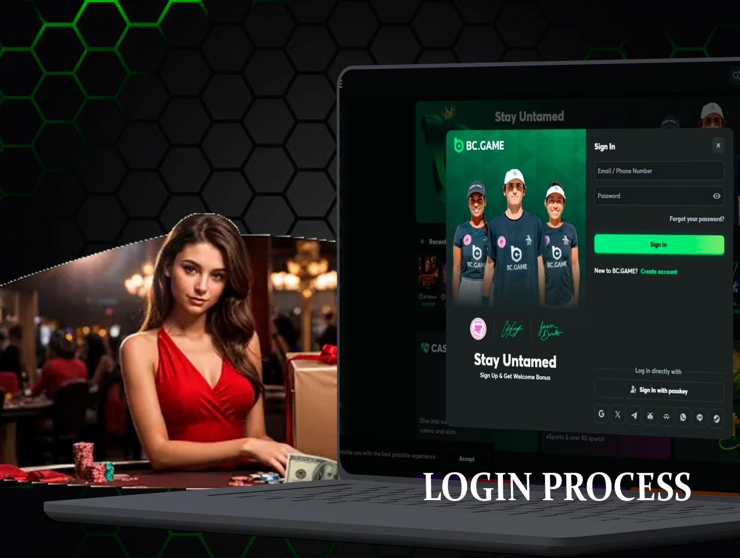 Login process to BC Game's personal cabinet looks quite simple and easy to handle for all players