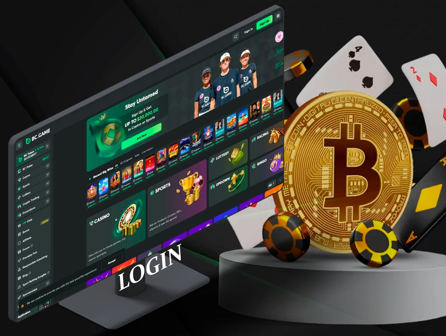 Login to an account on BC Game will allow you full access to games and bonuses