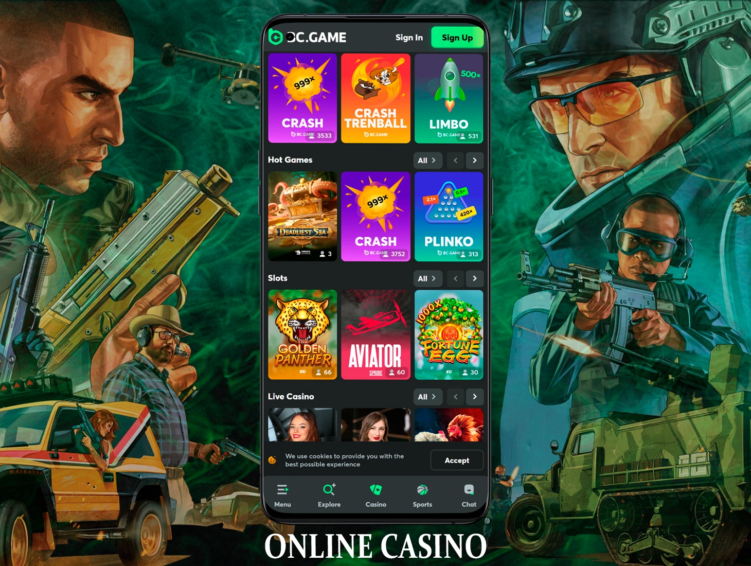 The BC Game mobile app gives you the opportunity to play online casino games as fast as possible