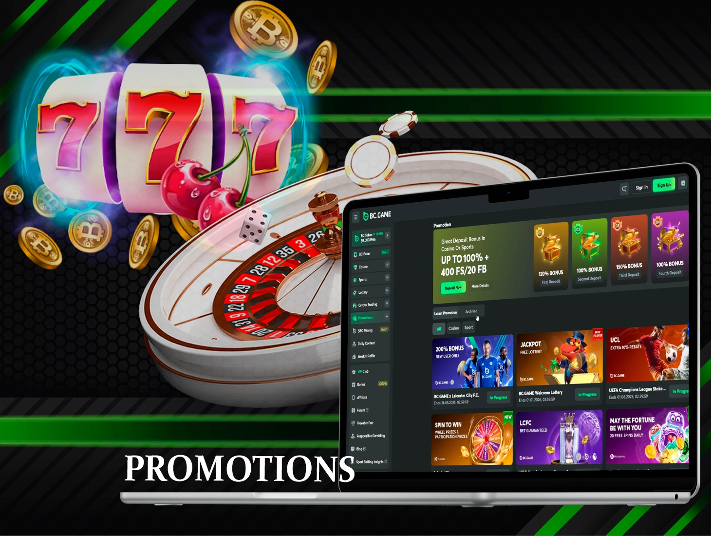 BC Game's casino bonuses will allow you to play much more confidently while still making a profit